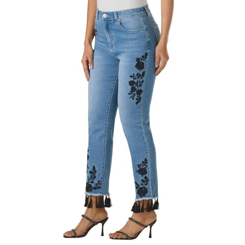 K. Jordan Embroidered Tassel Jean for Women, High Waisted and Straight-Leg Style2