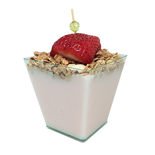 Image of Restaurantware 8 Ounce Large Kova Cups 100 Disposable Dessert Tumbler - Lids Sold Separately Sturdy Seagreen Plastic Appetizer Cups For Mousse Layered Cakes At Catered Events