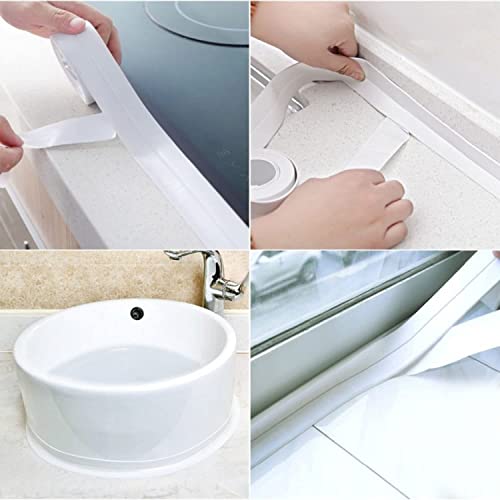 Image of 2PCS Caulk Tape Sealant Strip, PVC Self Adhesive Tub and Wall Sealing Tape Caulk Sealer for Bathroom Caulking Tape Shower Caulk (0.86 inch x 10.5Ft)
