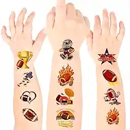 108 Pcs Football Temporary Tattoos for Kids, 9 Sheets Waterproof Sports Face Stickers, Football Party Favors for Boys Birthday, Tailgate BBQ, Graduation, Memorial Day, Game Day Party Supplies