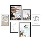 Tippsi Premium Posterwand mit 6 Postern INKLUSIVE Rahmen - 6 Poster (2 x A3 und 4 x A4) in edlem und modernem Design mit schwarzen Bilderrahmen