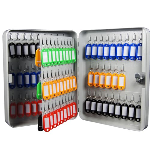 GOVNPJ Armário de chave de 105 posições, organizador de chaves montado na parede com prateleiras ran