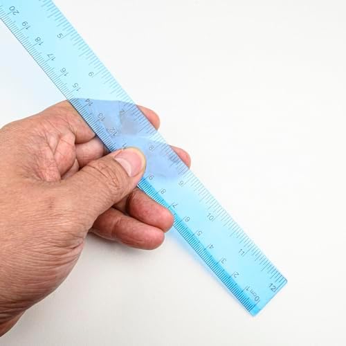 5피스 플라스틱 측정 눈금자 12in / 30cm(12인치), 인치 센티미터 스케일, 블루 — 사진 3