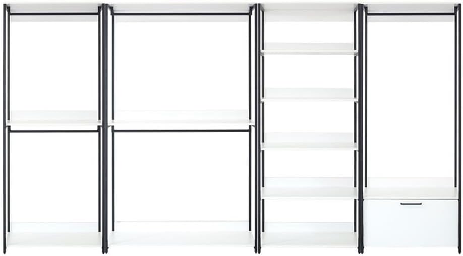 Fiona White Freestanding Walk in Wood Closet System with Metal Frame
