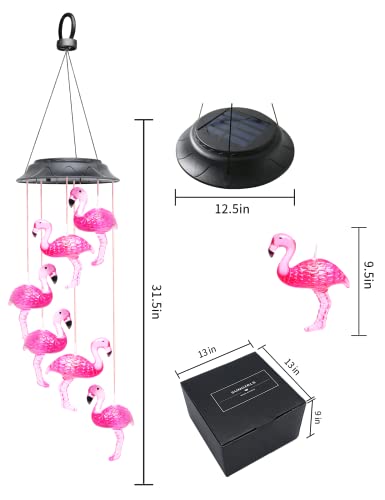 Sungirls Wind Chimes, Flamingo Solar Wind Chimes Led Color Changing Windchimes For Home Patio, Birthday Party, Yard, Garden Decor, Indoor Outdoor Memorial Wind Chimes Gift For Mom, Grandma, Wife #TOP3