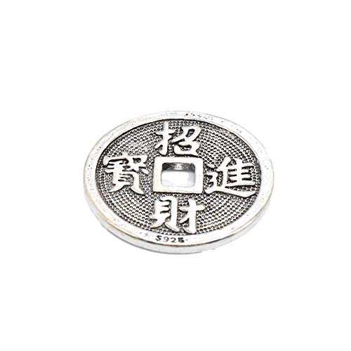 Cuenta de plata de ley con moneda de la fortuna china, plata de ley 925, cuenta...