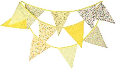 G2PLUS Extra Large Fabric Bunting 12 Feet Banner Garlands with 12PCS Triangle Pennants 17x22CM Double Sided Vintage Cloth Shabby Chic Decoration for Birthday Parties Ceremonies Kitchen Bedrooms-Brown