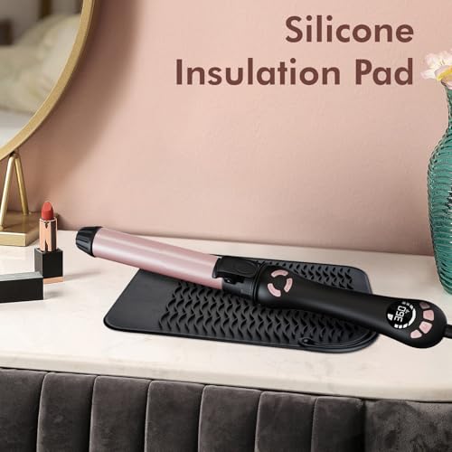 New Version Lanvier Rotating Curling Iron 1.25 Inch Automatic Curling Wand for Waves; Tourmaline Ceramic Self Curler with 2 Rotating Speed, 11 Adjustable Temperature & Dual Voltage for Worldwide Use