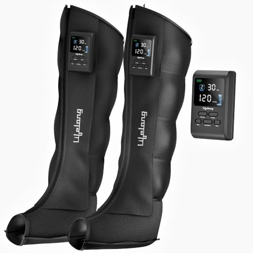 Image of Lifelong Air Compression Leg & Foot Massager Machine for Pain Relief | 4000mAh Cordless Feet Massager with 240mmHg Pressure & 5Air Chambers | 2 Controllers, 7Intensities, 5Modes for Muscle Relaxation