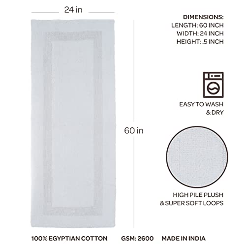 Bedford Home 100% Cotton Reversible Long Bath Rug - White - 24X60 #TOP5