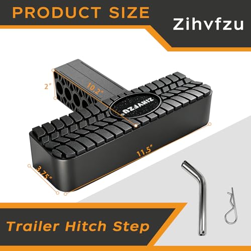 2 Inch Receiver Hitch Step Rear Bumper Guard Protector, Anti Slip Black Polymer Step with Pin Lock, Universal Tow Hitch for SUV Pickup Trailer by Zihvfzu - Image 2