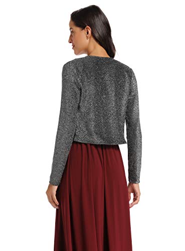 Sweetbei J Womens Glitter Sparkle Long Sleeve Shrug Open Bolero Cardigan Black S #TOP1