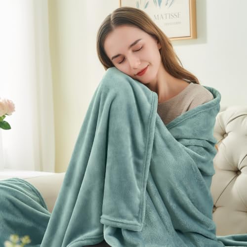 Image of BEDELITE Fleece Blanket Soft Plush Throw for Couch Dusty Blue 50 inchx60 inch