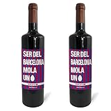 Regalo original. 2 Botellas de vino tinto Ser del Barcelona mola un huevo. 75cl.