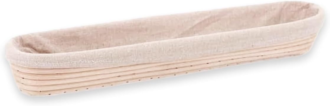 Banneton Proofing Set – Rattan for French Baguettes with Liner – 17" Long – Includes Liner – Sourdough Basket for Artisan Baking