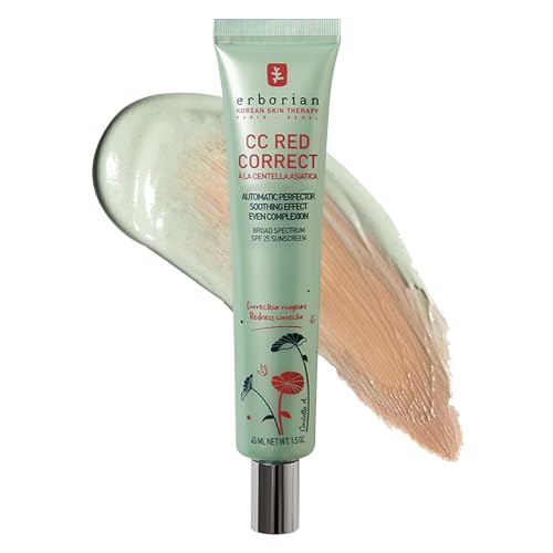 AmazonUs/1T6IW Erborian CC Red Color Correcting SPF 25 Green Pigment Cream, Neutralizes Redness, Calms Skin, Lightweight, Tone‑Perfecting Primer, Korean Skincare 0.5 oz