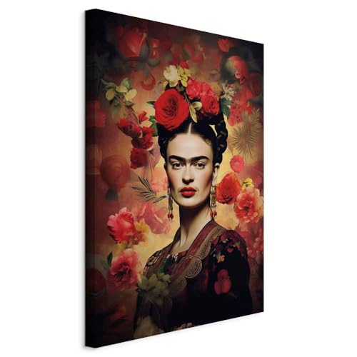 murando - Quadro Acustico Frida 40x60 cm 1 Pezzo schiuma acustica Quadri Moderni - Stampa su Tela - Protezione dai Rumori Fonoassorbente Fiori Donna Rosa Famosi Kahlo Elegante h-H-10060-b-a