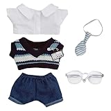 niannyyhouse 10 cm-15 cm Plüschpuppenkleidung, Uniform-Set, kompatibel mit 17 cm großer Labubu-Puppe (blau)