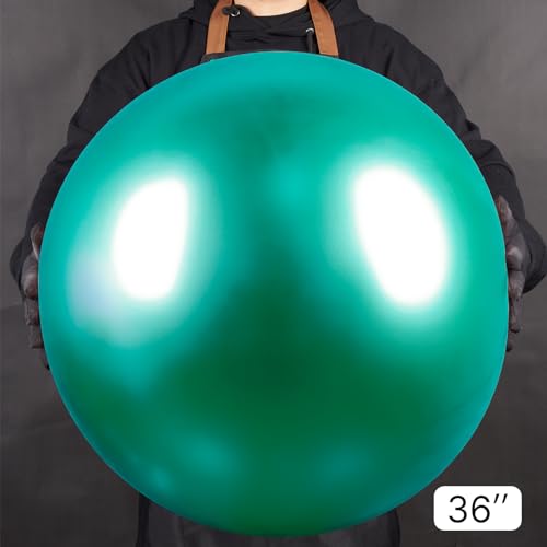 Image of PartyWoo Metallic Green Balloons 4pcs 36 Inch Extra Large Big Jumbo Giant Chrome Green Latex Helium Balloons for Graduation Jungle Dinosaur Forest Baby Shower Birthday Party Decorations Green-G103