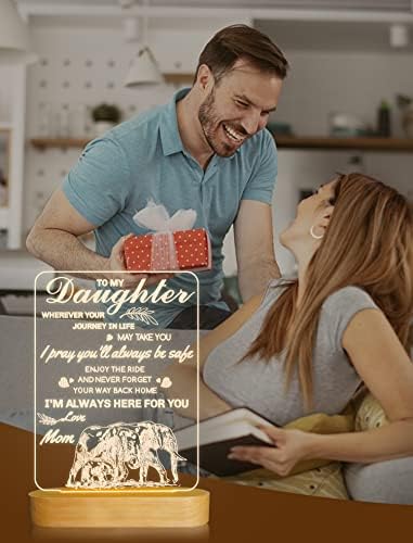 to My Daughter Gifts from Mom, 3D Lamp I Love You Daughter Night Light for Girls Daughter Birthday Valentine's Day Sweet Present, Soft Warm White Color USB Power LED Light