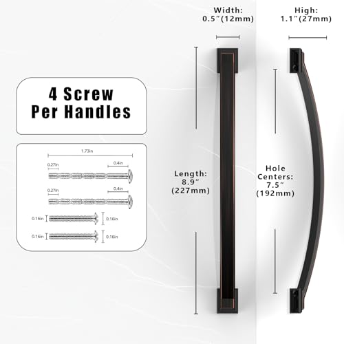 Talentedeco 10 Pack Oil Rubbed Bronze Cabinet Pulls 7.5 Inch(192mm) Kitchen Cabinet Handles Cabinet Hardware for Drawer Pulls by Talentedeco - Used condition - Image 2