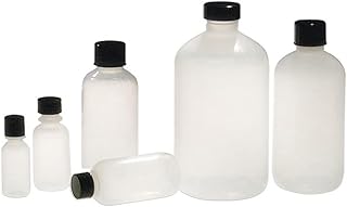 Qorpak PLC-03686 LDPE Boston Round Bottle with 28-400 White PP SturdeeSeal PE Foam Lined Cap, 16 oz, Natural (Pack of 140)