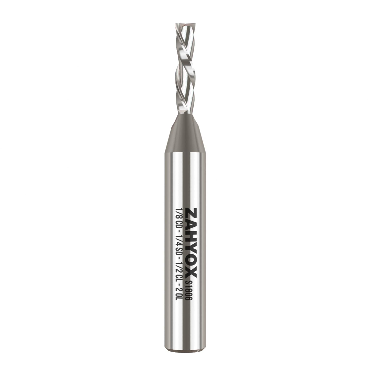 ZahyoX Upcut Spiral CNC Bit, Solid Carbide Straight Router Bit, 1/8" Cutting Dia, 1/4" Shank, 7/8" Cutting Length, 2-1/2" Overall Length, CNC Router Bits, CNC End Mill
