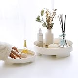 Round Vanity Tray 2 Pack, White Decorative Tray for Bathroom Dresser Counter Countertop,Dispenser Pl