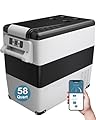 Feelfunn Car Fridge Portable 12 Volt Refrigerator - 58 Quart(55L) Electric Cooler with AC/DC for Truck RV Van Camper, Car Refrigerator Freezer for Camping Boat Travel, APP Control, -4~68°F