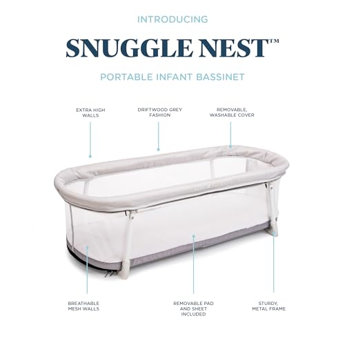 Baby Delight Snuggle Nest Bassinet, Portable Baby Bed, for Infants 0 – 5 Months, Driftwood Grey - Image 4
