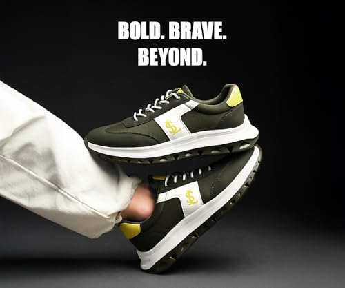 Image of LOUIS STITCH Men's Solar Yellow Lightweight Sport Shoes | Elastic Laces Sneaker and Casual Wear | Perfect for Casual, Gym & Travel Wear | LS-AT-MPGR | UK-6