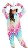 CHETOSHO Girls Unicorn Onesie Hooded Animal Costume for Girls Oblique stripe starry pink blue 4-5 Years