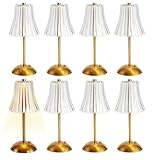PEDOBALI 8 Pcs Led Portable Cordless Table Lamp Gold Bedroom Nightstand Lamp 3 Color Touch Dimmable,Battery Operated Rechargeable for Bedroom Bedside Living Room Dining