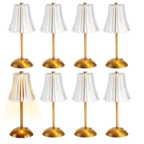 PEDOBALI 8 Pcs Led Portable Cordless Table Lamp Gold Bedroom