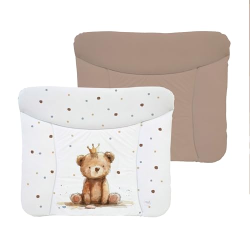 Ceba Baby® weiche Wickelauflage 75x72 cm - Doppelseitige Baby Wickelunterlage - Wickeltischauflage für Junge und Mädchen - Wasserdicht, abwaschbar - OEKO-TEX - Made in EU - Prinz Bär