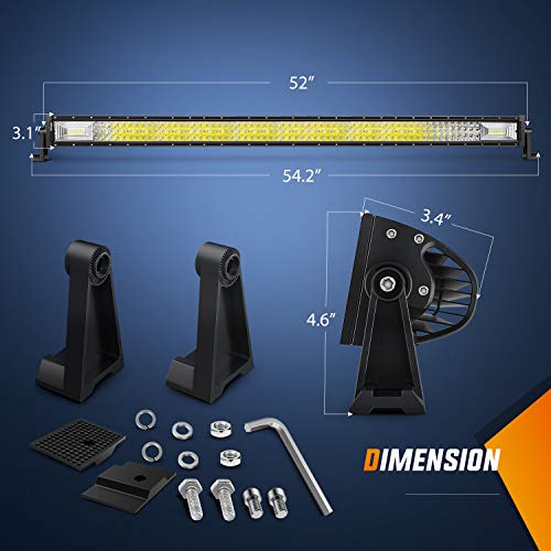 Nilight - 18019C-A Led Light Bar 52Inch 783W Triple Row 49500Lm Flood Spot Combo Beam Led Bar Driving Lights Boat Lights Super Bright Led Off Road Lights For Trucks,2 Years Warranty #TOP1