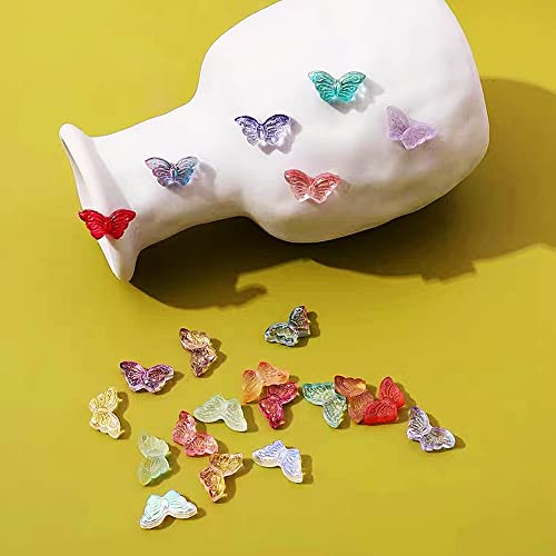 100Pcs Butterfly Crystal Beads Bulk Butterfly Spacer Beads Crystal Glass Beads Loose Beads For Earring Bracelet Necklace Key Chains Jewelry Diy Craft Making (Mix Colors Butterfly, 8Mm) #TOP2