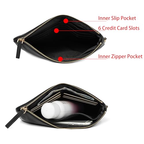 Image of DORIS&JACKY Lambskin Leather Wristlet Clutch Purse Women Large Phone Wallet