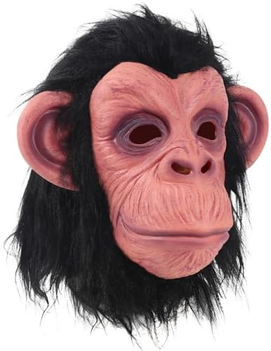 MOKRY PARTY Monkey Mask Latex Full Head Animal Black Chimp Mask for Halloween Costume