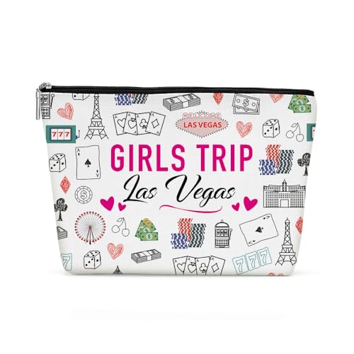 Las Vegas Girls Trip Makeup Bag, Las Vegas Souvenir Las Vegas Lovers Gift Los Angeles Travel Cosmetic Bag for Women Bestie Girls Weekend Birthday Christmas Bachelorette Party Friendship Gifts