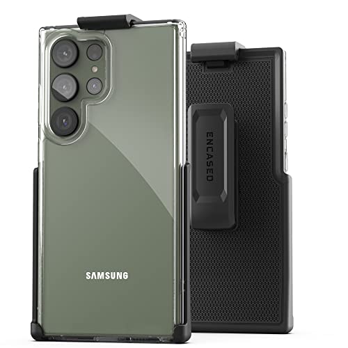 Encased Clear Back Designed For Samsung Galaxy S23 Ultra Belt Clip Case, Slim Protective Phone Cover With Holster #TOP4