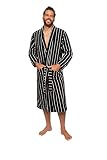 JP 1880 Herren Fleece feiner Streifen Bademantel, Schwarz, XXL