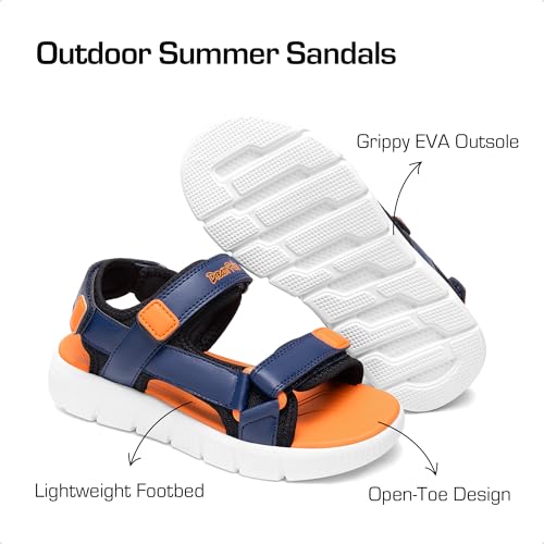 DREAM PAIRS Boys Girls Sandals Kids Athletic Summer Water Open Toe Shoes for Little/Big Kid,Size 4 Big Kid,Navy/Orange,KKUMST2503