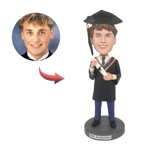 Yolie stylishbobblehead Custom Bobble-Heads Figurine Customized Doll,Dark Blue Graduation Season Graduates Custom Bobble Head, Bobble Head Figures Handmade Personalized Sculpture Gift for Women