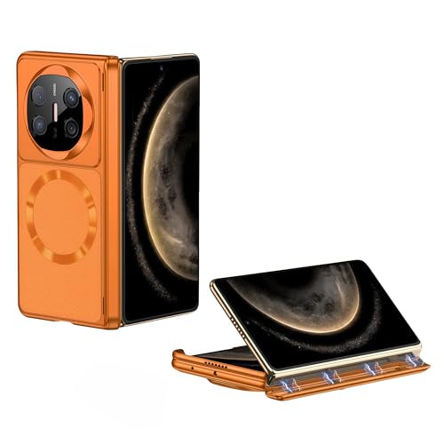 Coque Huawei Mate X6 orange avec charnière intégrée et protection caméra