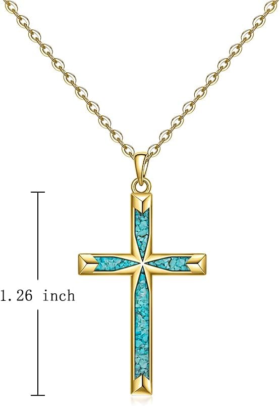 Turquoise Cross Necklaces for Women Turquoise Necklace Silver Black Rose Gold Cross Pendant Jewelry Sterling Silver Christmas Gifts