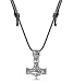 sailimue Collar Thor Cuero con Acero Inoxidable Viking Hammer Collar Negro Mjolnir...