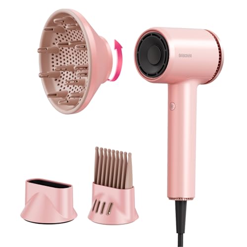1875W Ionic Plasma Hair Dryer with Diffuser & Nozzle, Pink
