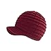 LANGZHEN Unisex Winter Hats with Visor Warm Ski Hat Stylish Knitted Hat for Men and Women(Burgundy)