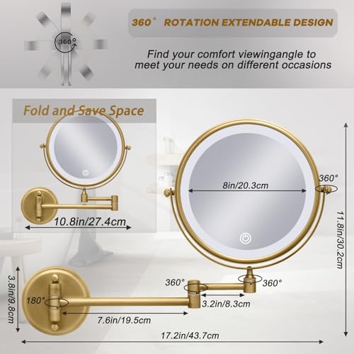 Espejo de maquillaje doble 8 pulg con luz recargable miniatura 5